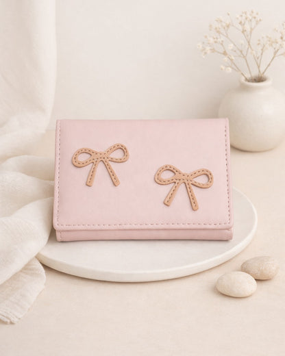 Bow Mini Trifold Wallet - Pink