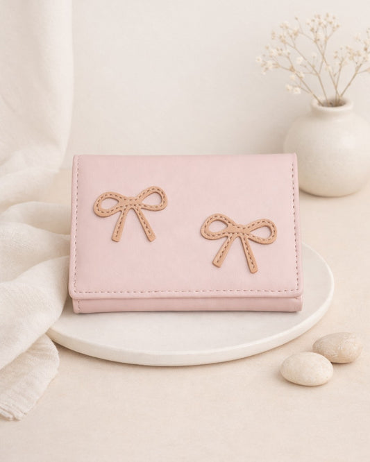 Bow Mini Trifold Wallet - Pink