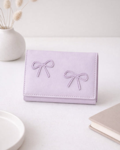 Bow Mini Trifold Wallet - Purple