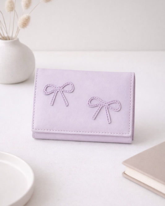 Bow Mini Trifold Wallet - Purple