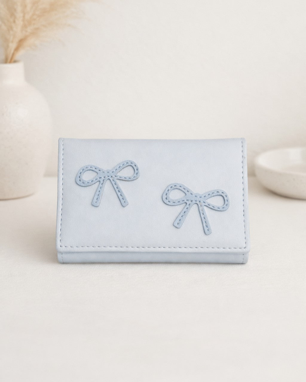 Bow Mini Trifold Wallet - Blue