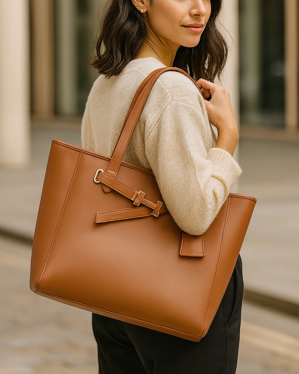 The H Laptop Tote Bag - Brown