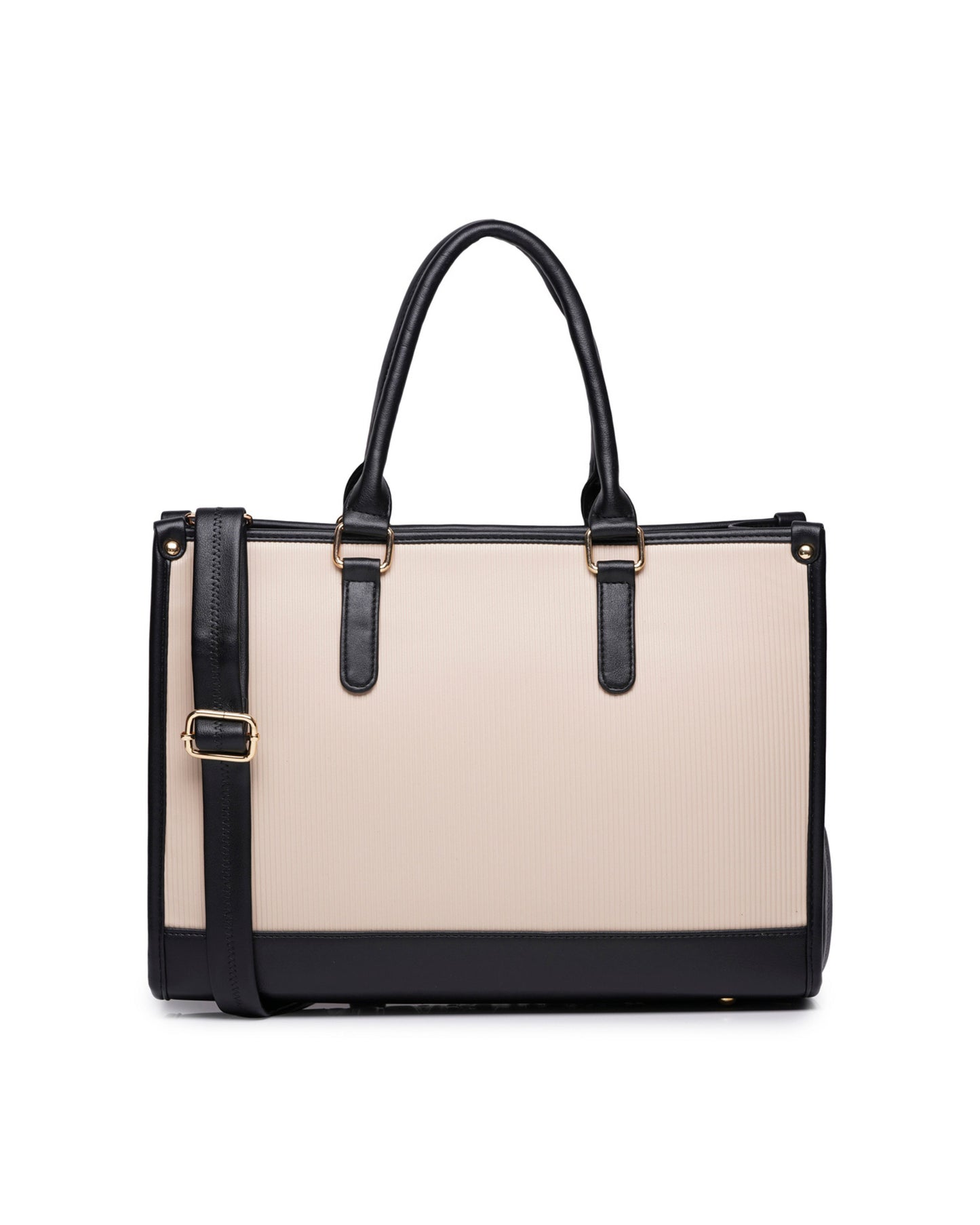 Day To Day Laptop Tote Bag - Black & Beige