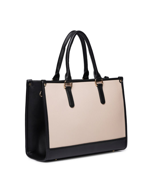 Day To Day Laptop Tote Bag - Black & Beige