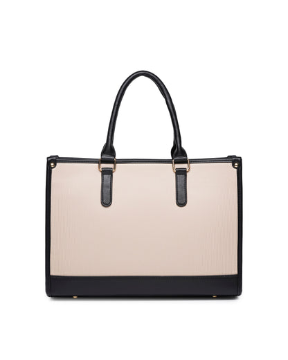 Day To Day Laptop Tote Bag - Black & Beige