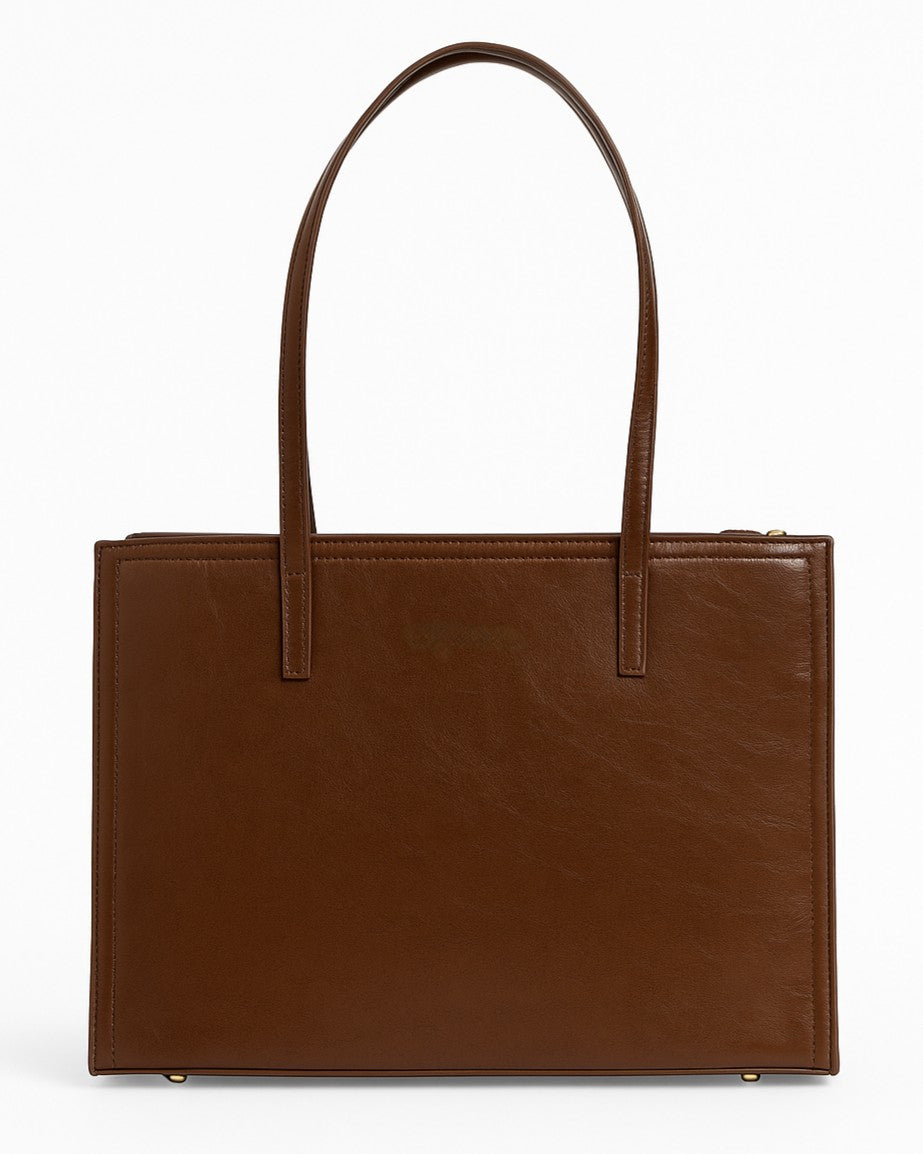 Premium 3 Compartment Tote Bag - Brown