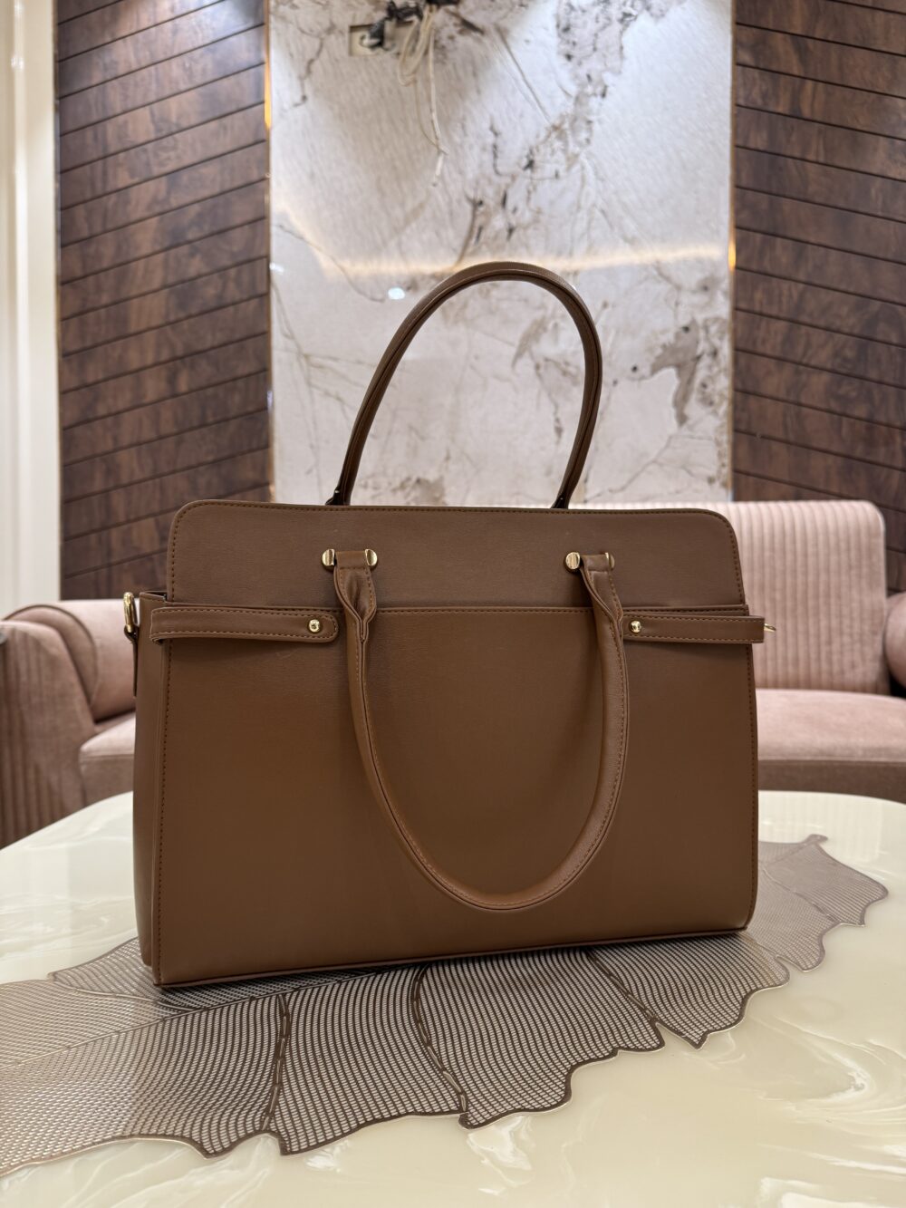 The Ample Laptop Tote Bag - Full Brown