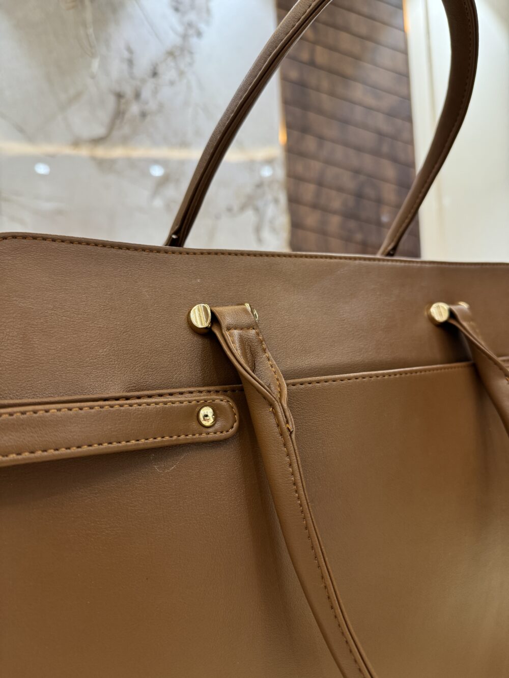 The Ample Laptop Tote Bag - Full Brown