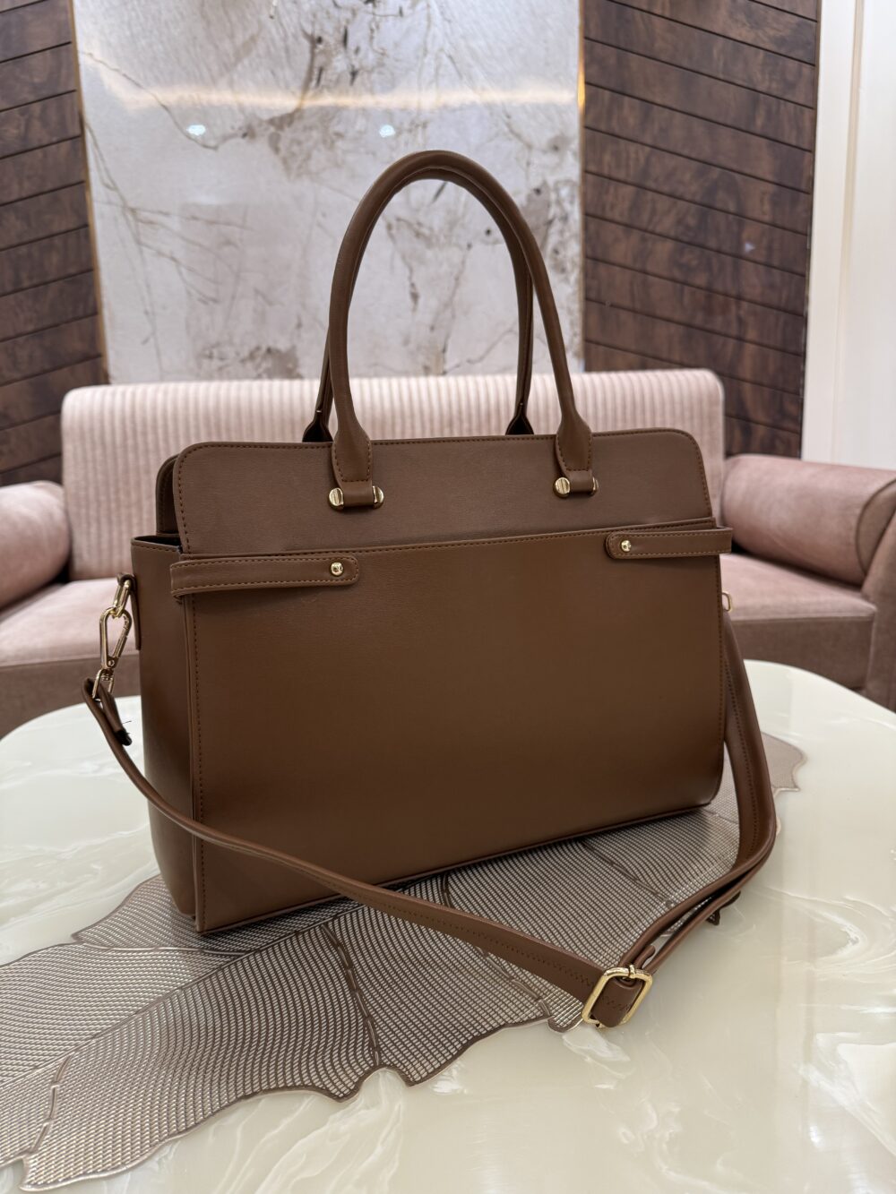 The Ample Laptop Tote Bag - Full Brown