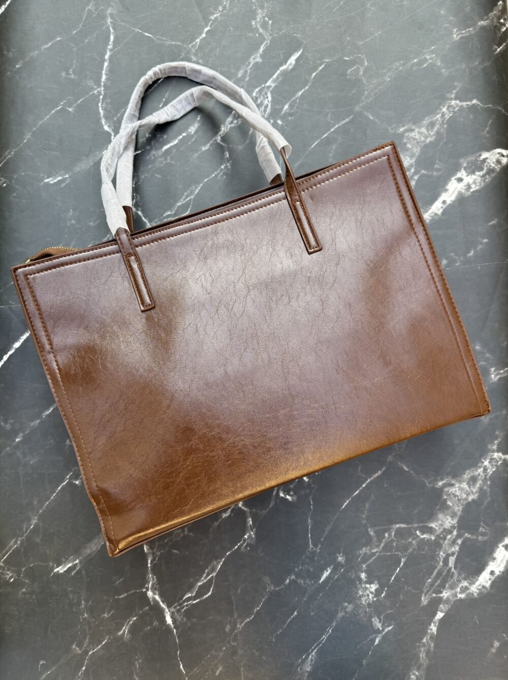 Premium 3 Compartment Tote Bag - Brown