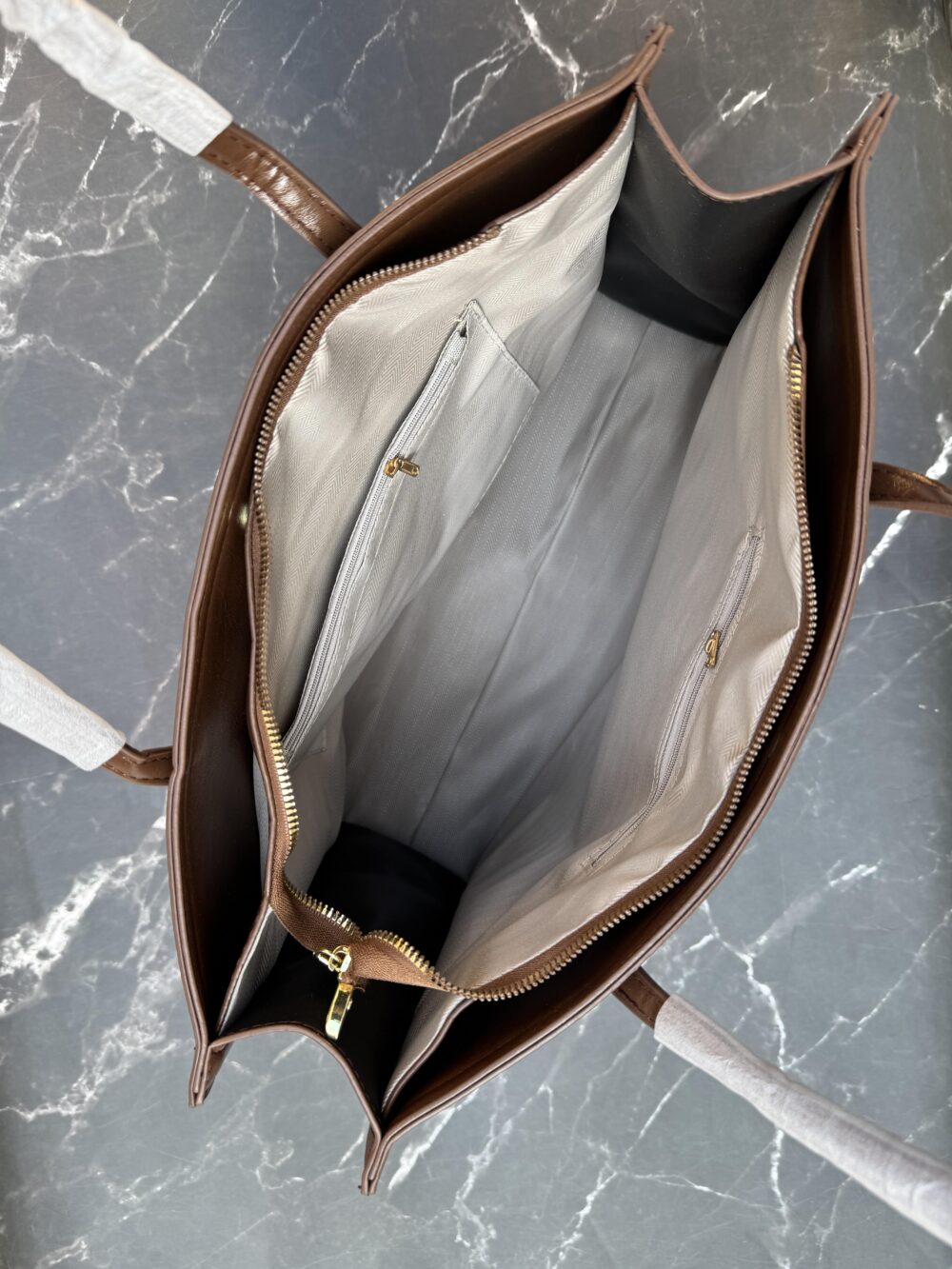Premium 3 Compartment Tote Bag - Brown