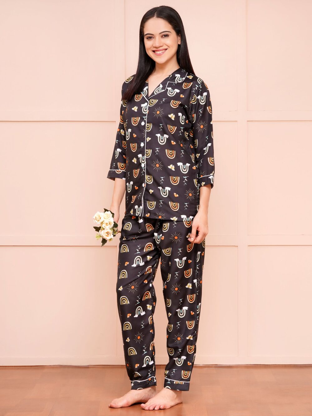 BLACK RAINBOW NIGHT SUIT