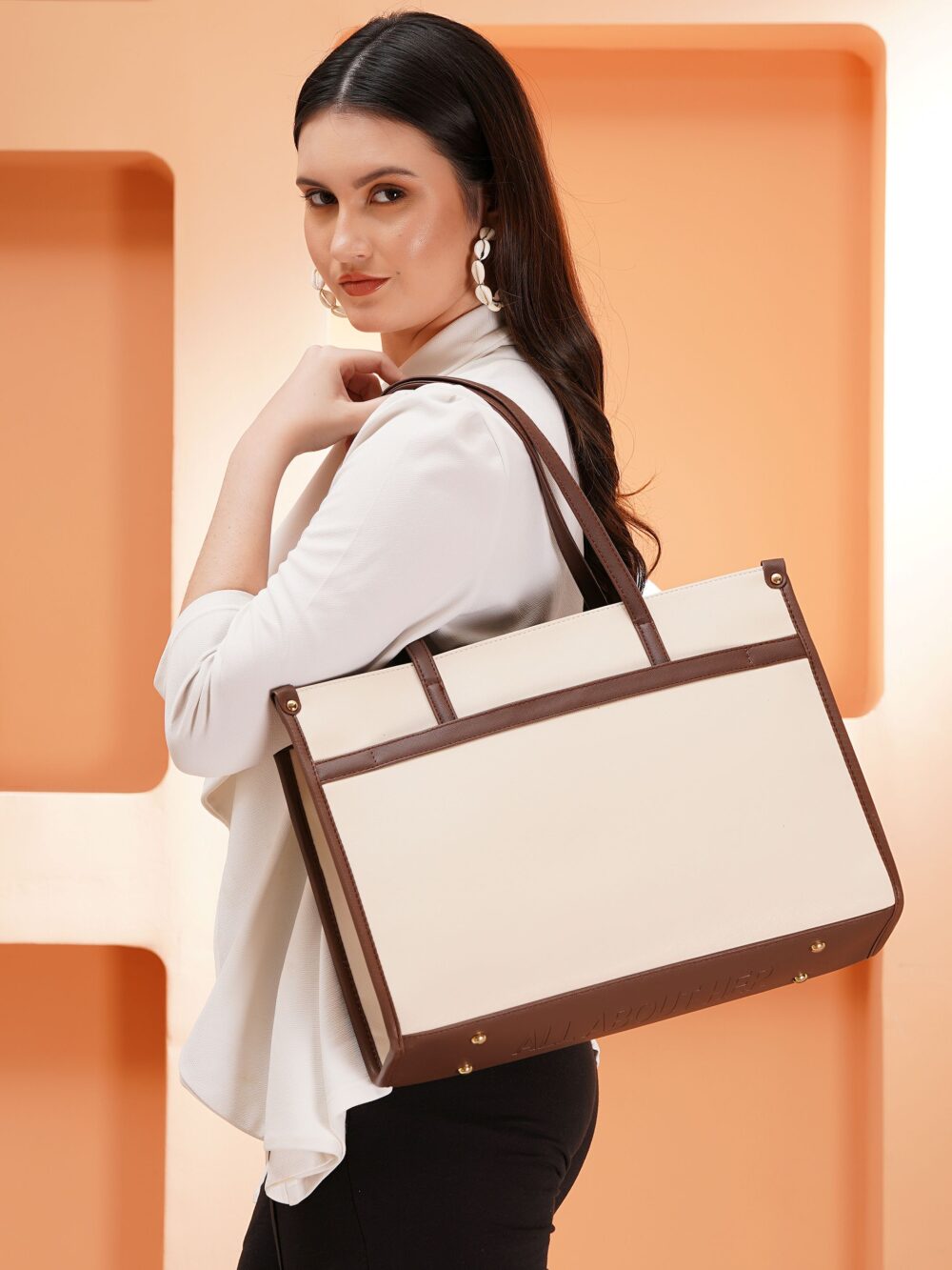 Personalized League Laptop Tote Bag - Brown