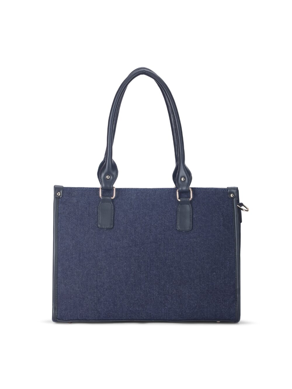Basic Denim Laptop Tote Bag - Black