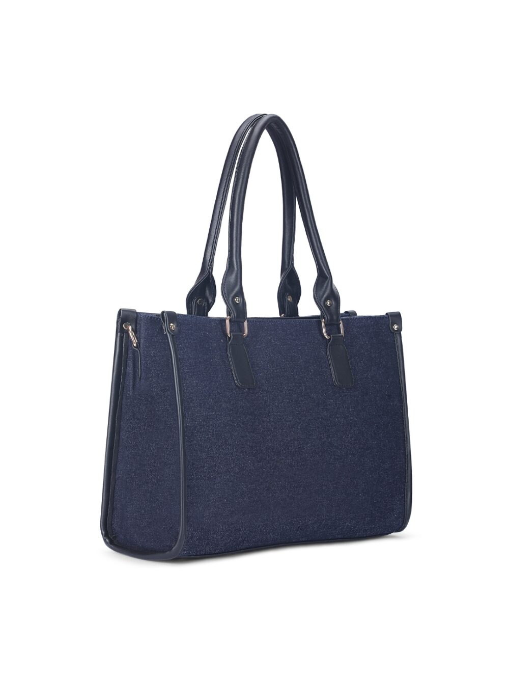 Basic Denim Laptop Tote Bag - Black