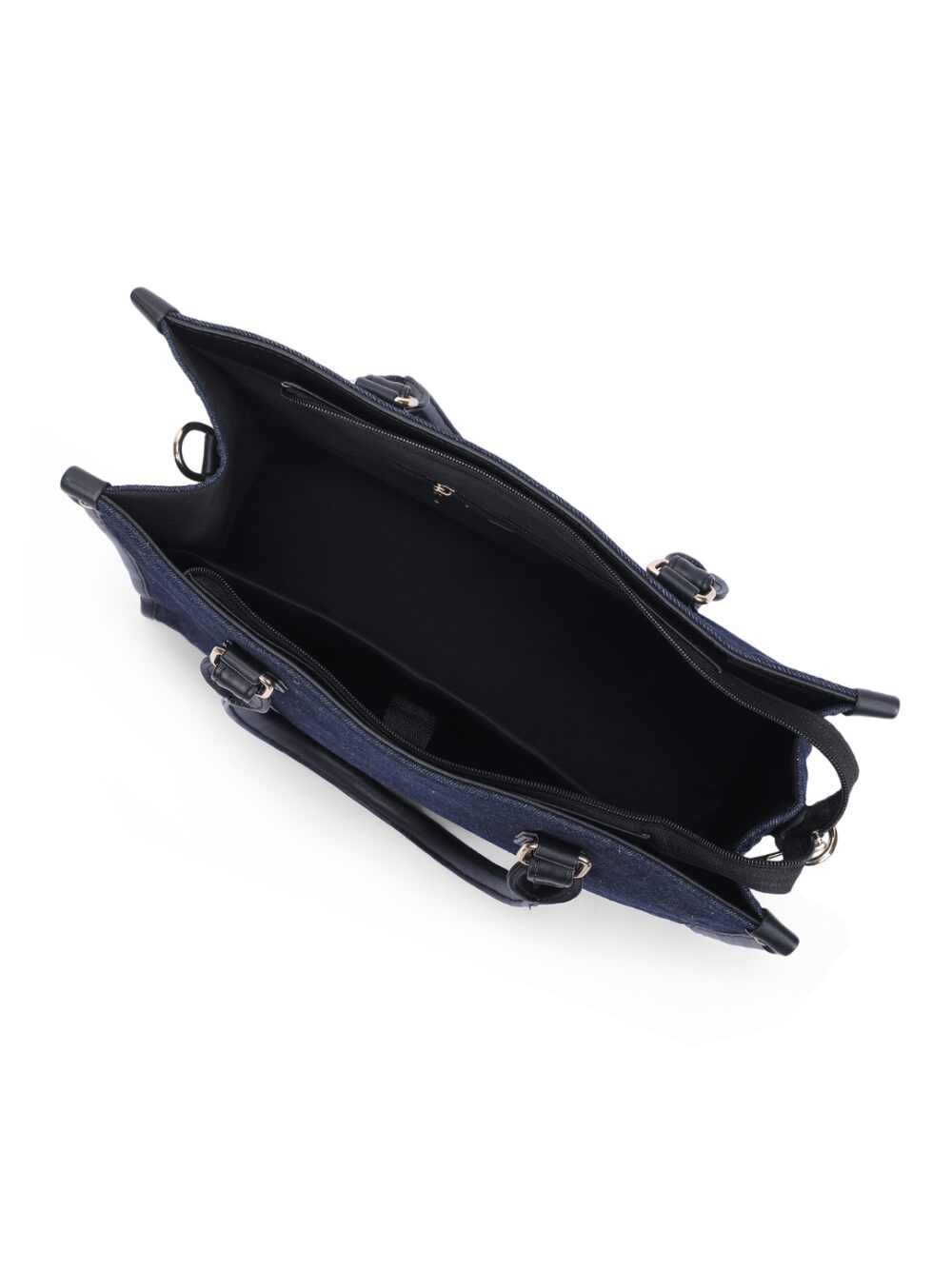 Basic Denim Laptop Tote Bag - Black