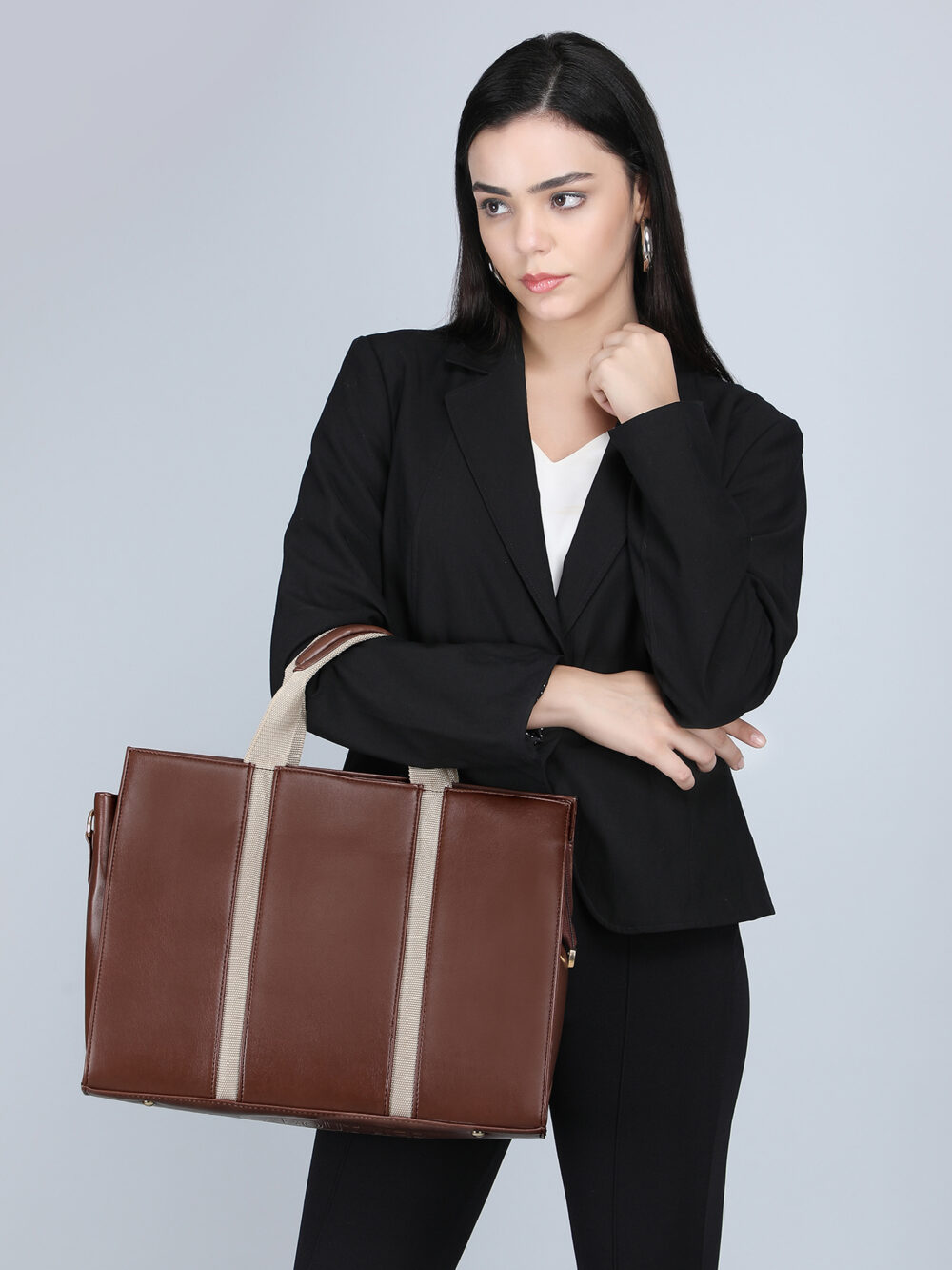 The Madam Laptop Tote Bag - Brown