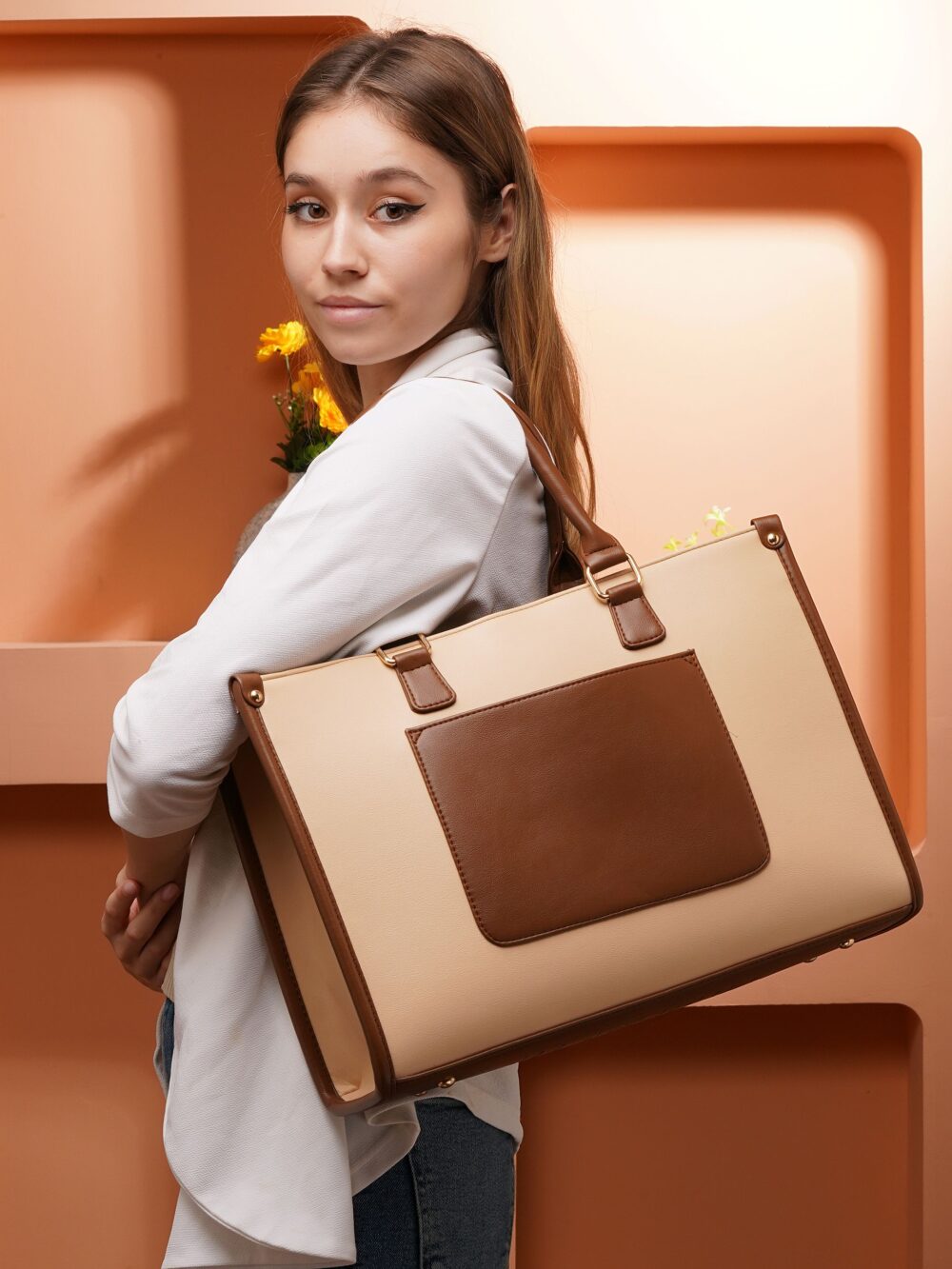 Wrap Up Laptop Tote - Beige