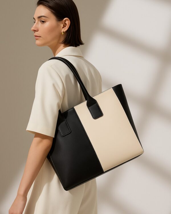 Modern Luxe Laptop Tote Bag - Black