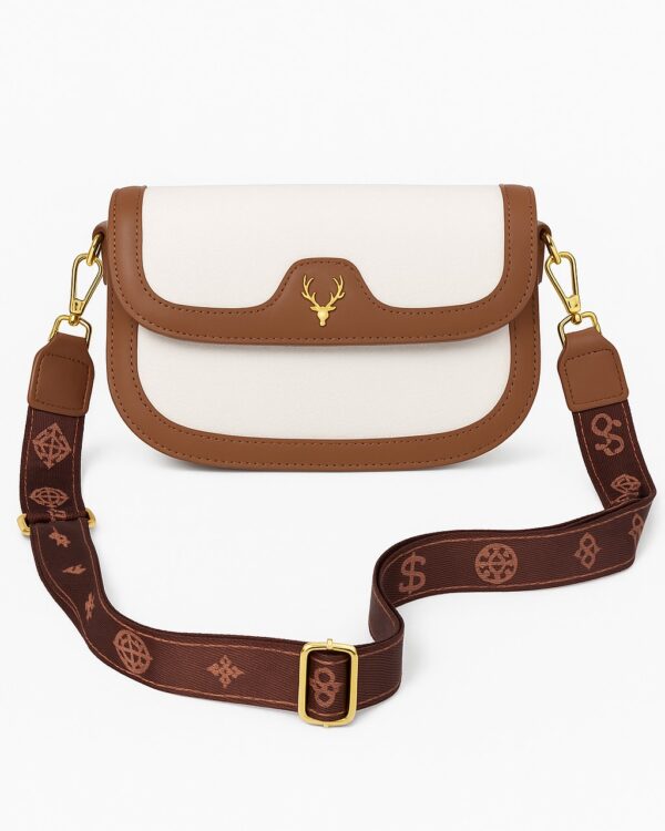 Deer 2 Compartment Sling Bag - White