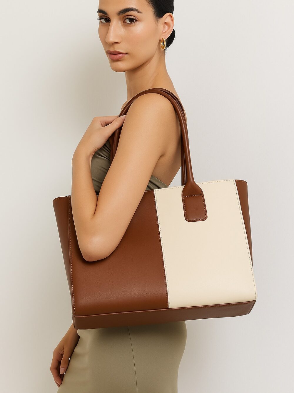 Modern Luxe Laptop Tote Bag - Brown
