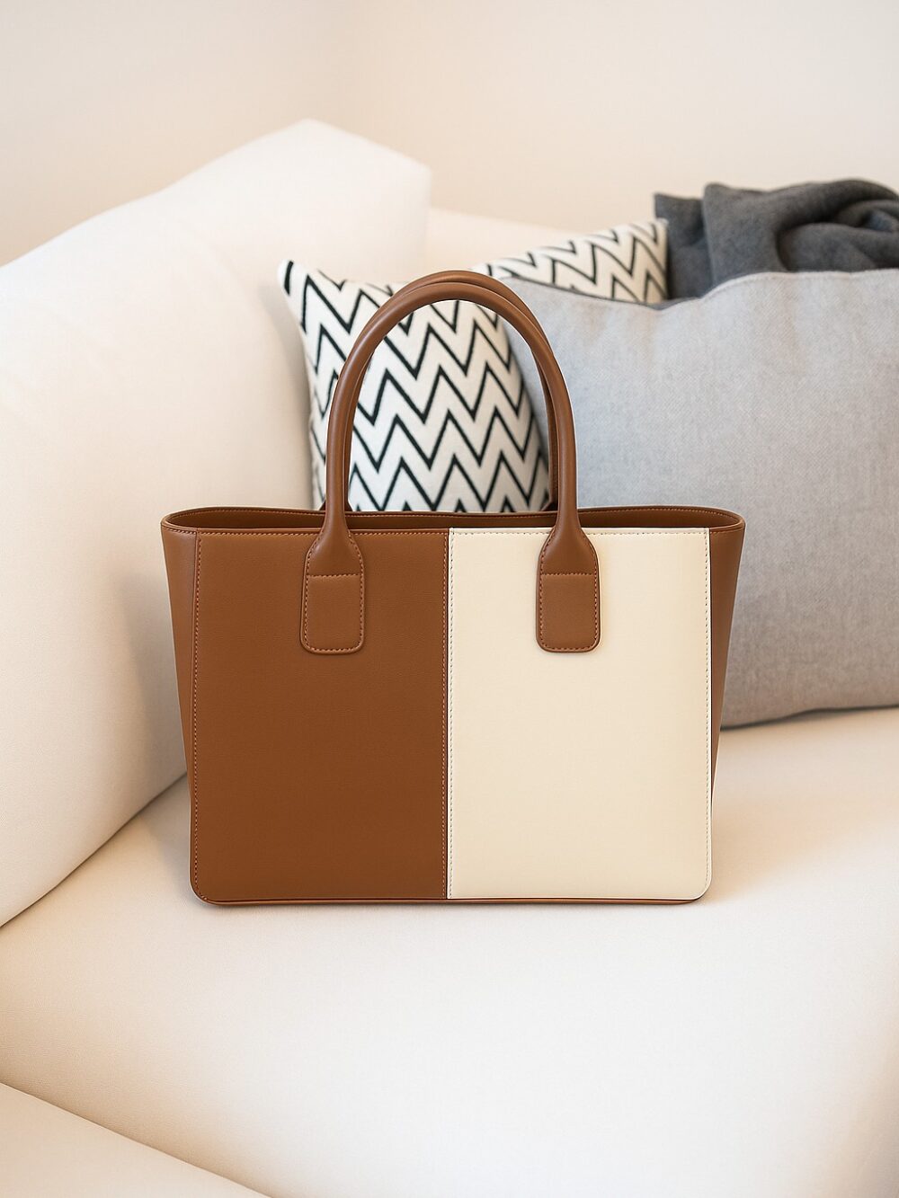 Modern Luxe Laptop Tote Bag - Brown