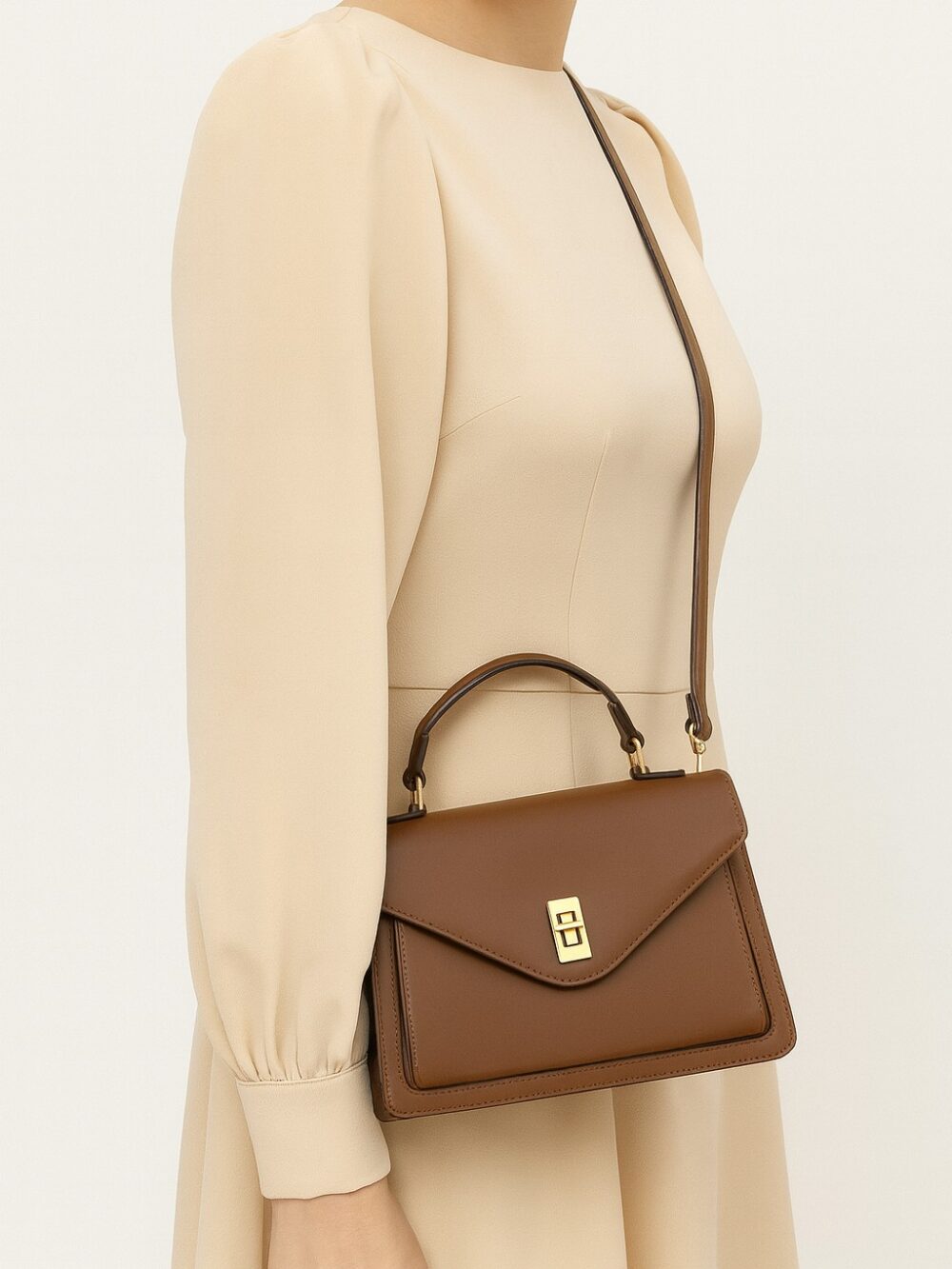 Luxe Line 4 Compartment Sling Bag - Brown