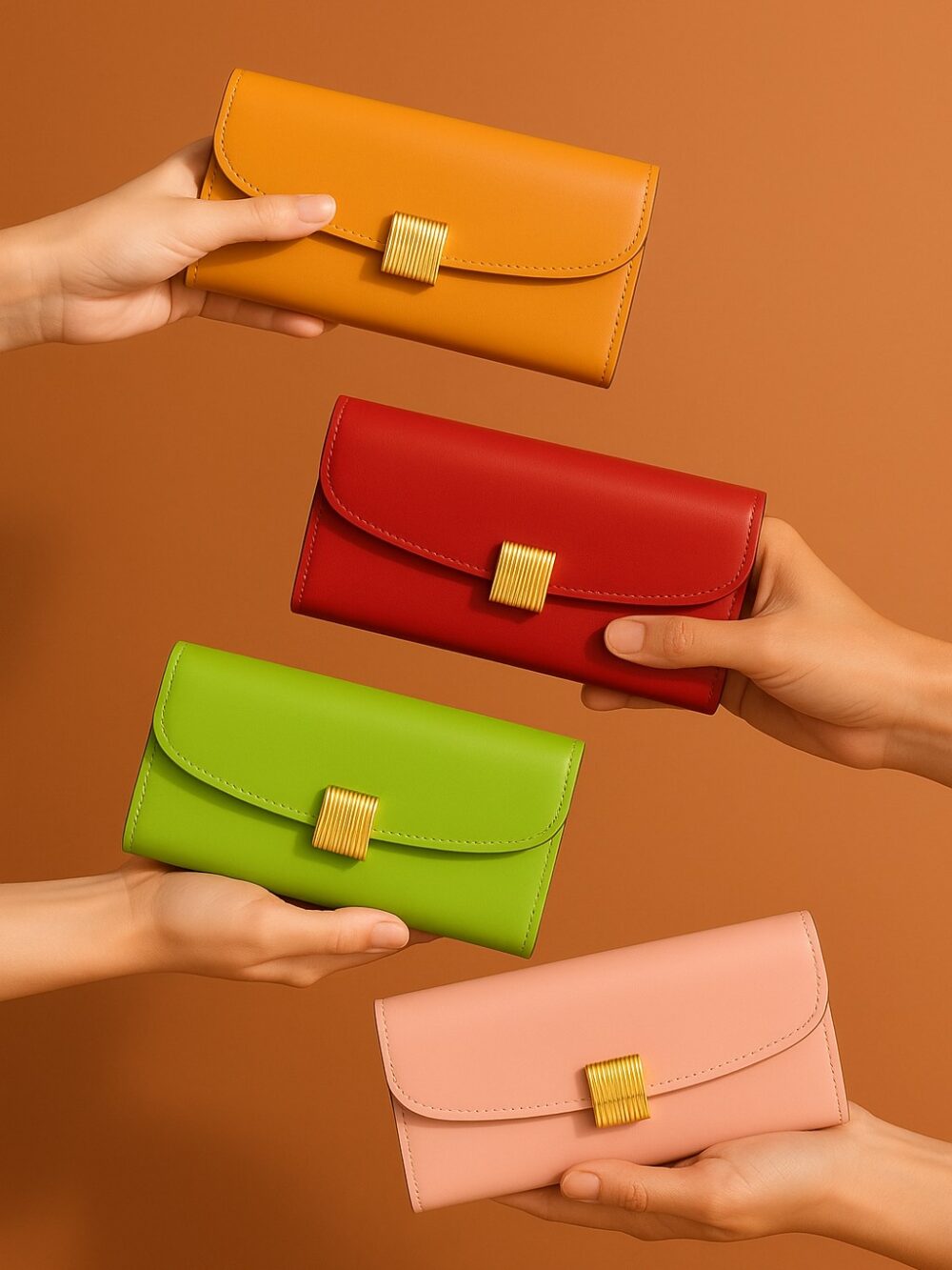 Golden Buckle Trifold Wallet
